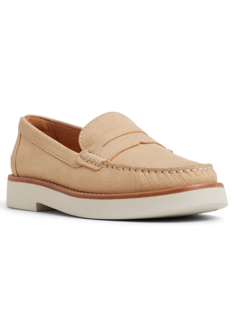 Sperry 9.5 Loafers Smooth Leather Rubber Sole Nautical Neutral Office Tan Cream